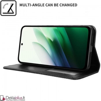 Dirbtinės odos atverčiamas dėklas su skyreliais - juodas (Xiaomi Redmi 15 5G) Dirbtinės odos atverčiamas dėklas su skyreliais - juodas (Xiaomi Redmi 15 5G)